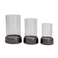 Cole Grey 3 Piece Aluminum and Glass Hurricane Set CLRB1208